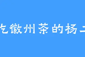 爱吃徽州茶的杨二狗