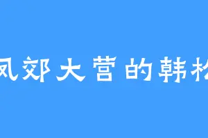 凤郊大营的韩松