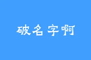 破名字啊
