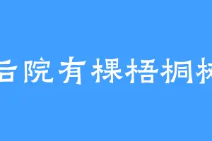 后院有棵梧桐树