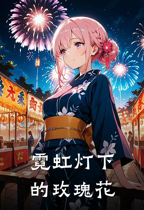 霓虹灯下的玫瑰花