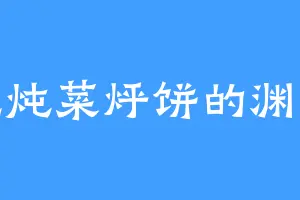 爱吃炖菜烀饼的渊如海